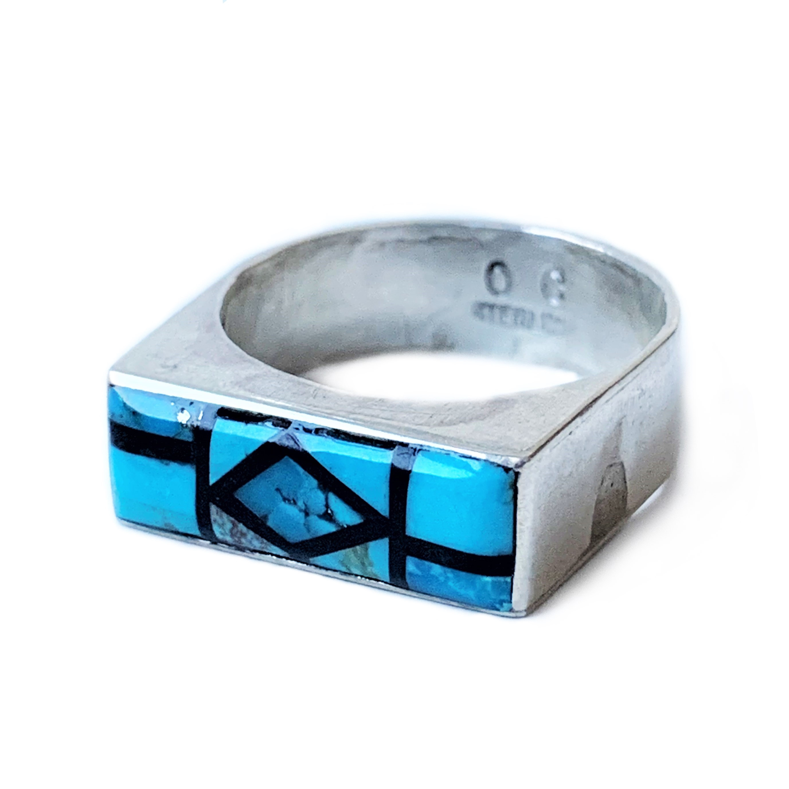 Arizona Sleeping Beauty Turquoise, Boi Ploi Black Spinel and Natural Zircon  Ring in Platinum Overlay Sterling Silver 4.40 Ct. - 7263679 - TJC